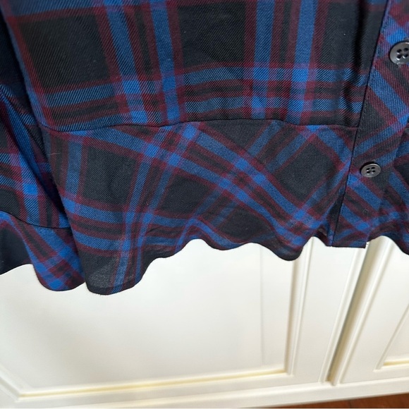 Cabi Moody Plaid Peplum Hem Women’s Button Front Blouse Shirt Top Style 3431 XS - Picture 11 of 11